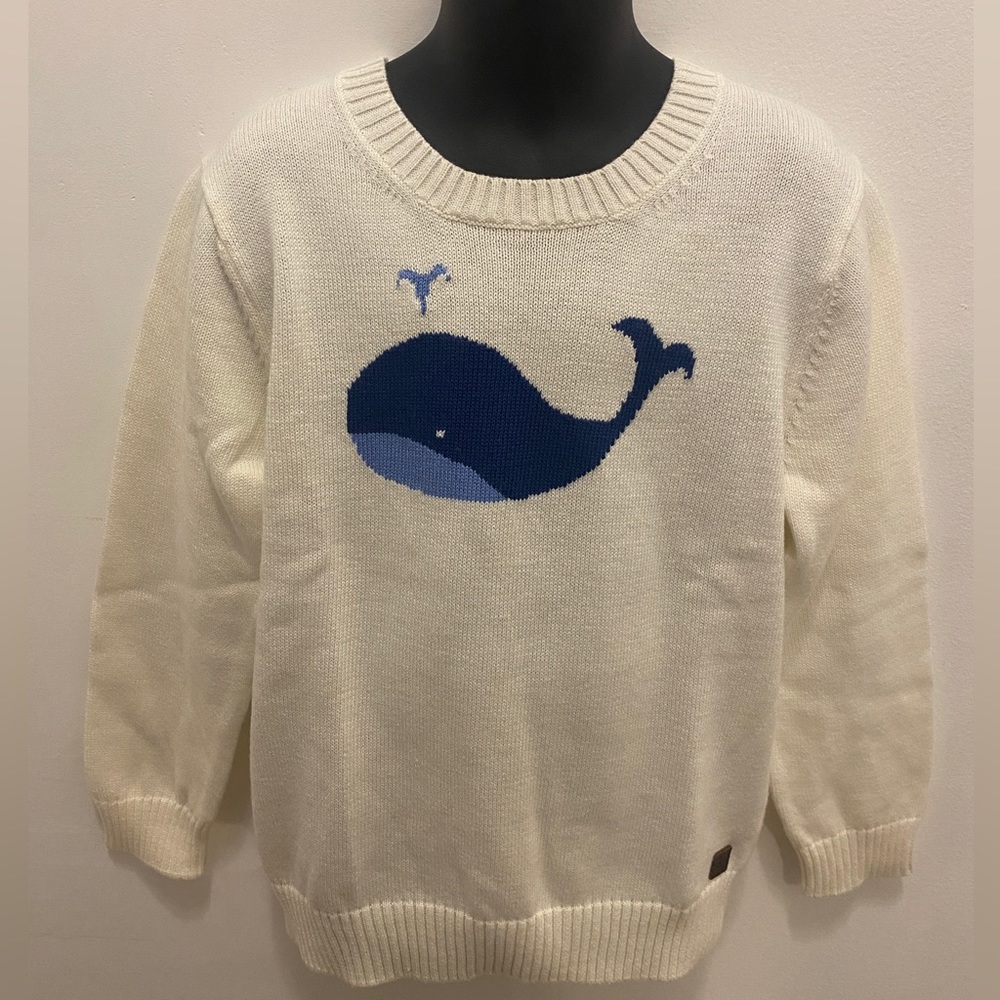 Janie and Jack - Ivory Nautical Whale Sweater w/elbow patch detail - NWT